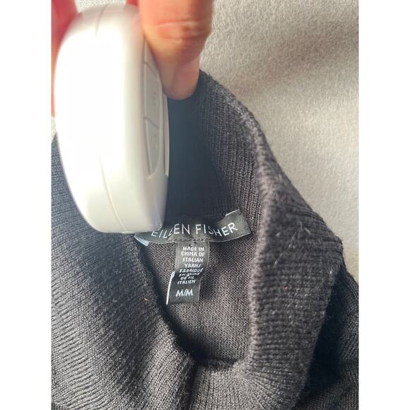 Eileen Fisher black short sleeve wool turtleneck, Size Medium - Picture 6 of 7